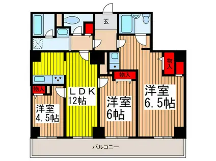 ノースピア上落合2号棟(3LDK/21階)の間取り写真