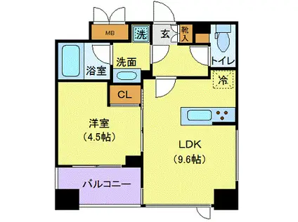 メゾンビスタ渋谷宇田川(1LDK/4階)の間取り写真