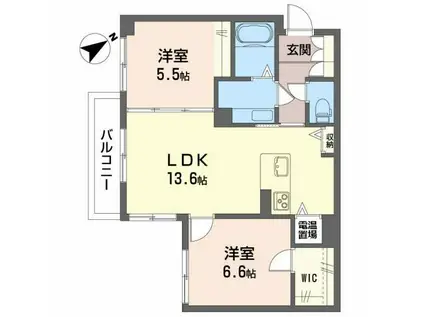 シャーメゾンブリリオン 202(2LDK/2階)の間取り写真