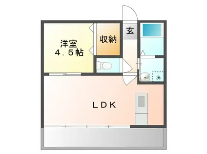 P-SPACE(1LDK/2階)の間取り写真