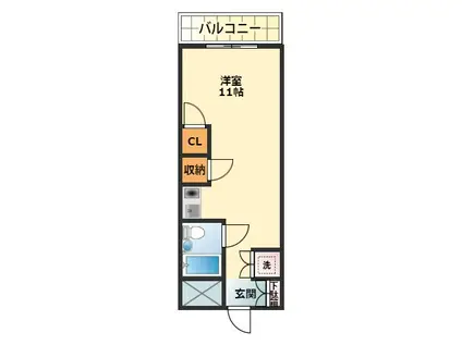 ライオンズマンション呉れんが通(ワンルーム/6階)の間取り写真