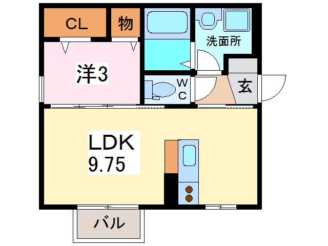 ブリーゼ舞崎(1LDK/2階)の間取り写真