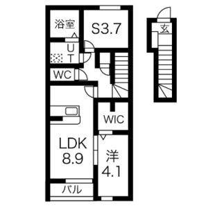 C.COURT(1SLDK/2階)の間取り写真