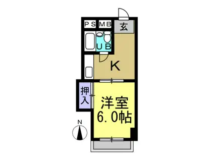 キャンパスひまわり有楽(1K/2階)の間取り写真