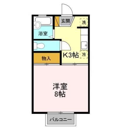 ライトハウス(1K/2階)の間取り写真