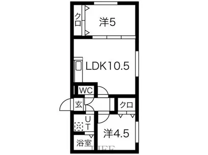 カサヌーボII(2LDK/1階)の間取り写真