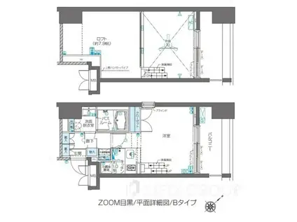 ZOOM目黒(ワンルーム/12階)の間取り写真