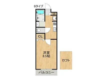 ベルリード岸和田(1K/2階)の間取り写真