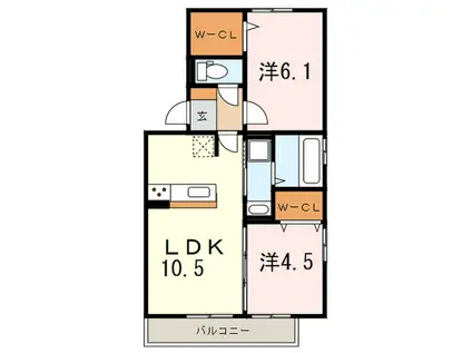 D-ROOM三苫II(2LDK/1階)の間取り写真