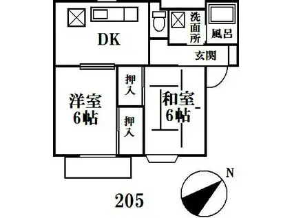 ピソ桜木(2DK/2階)の間取り写真