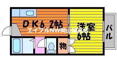 ハミングバード(1DK/2階)の間取り写真