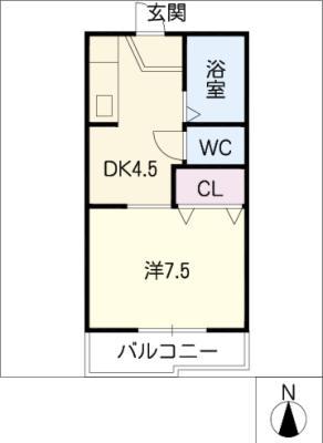 YYシーサイドパレス弐号館(1DK/1階)の間取り写真