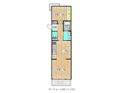 サンフォートASO(1LDK/1階)の間取り写真