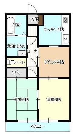 リバティ安原II(2DK/1階)の間取り写真