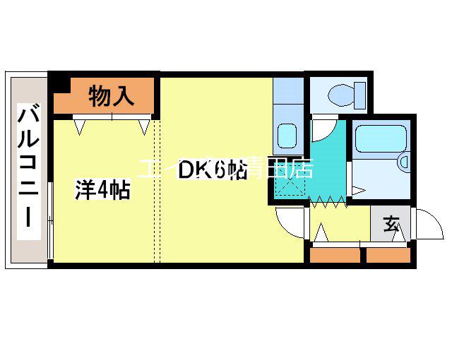 R4TMビル(1DK/5階)の間取り写真