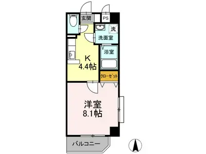 アベニューあいざわ(1K/4階)の間取り写真