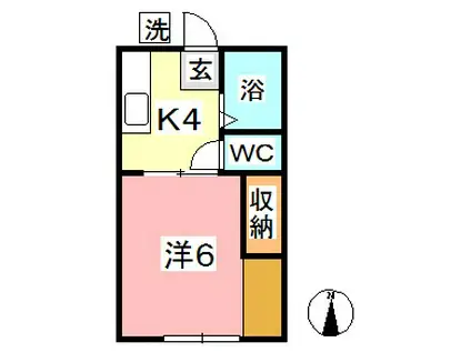 シュガーコーポ II(1K/1階)の間取り写真