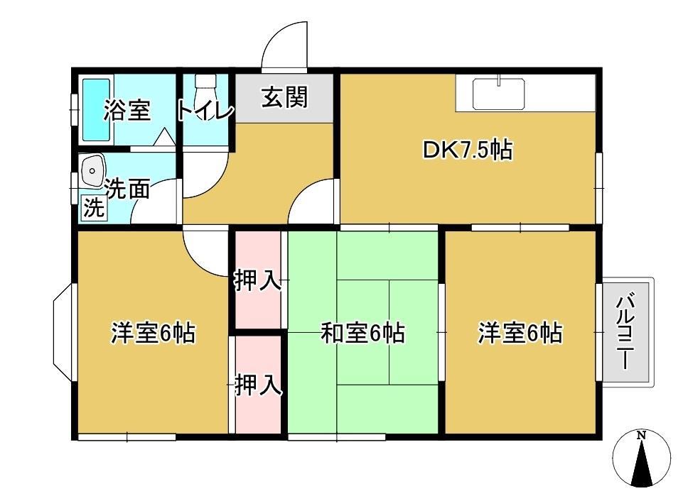 ハウス新町(3DK/1階)の間取り写真