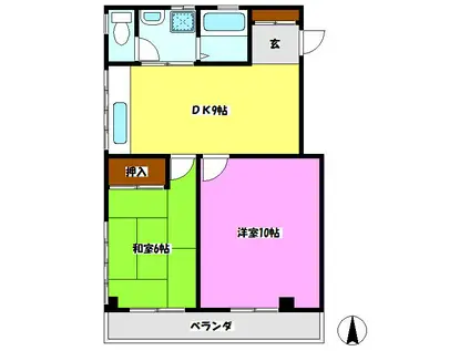 アーバンハイツ(2DK/2階)の間取り写真