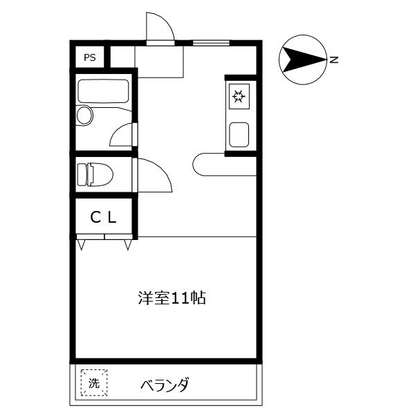 ラベンダーハイツ(ワンルーム/2階)の間取り写真