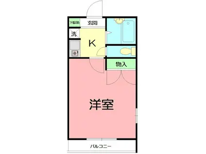 レジデンスジュネス(1K/1階)の間取り写真