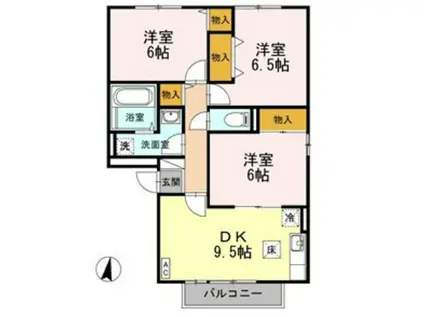 ＪＲ山陽本線 庭瀬駅 徒歩11分 3階建 築24年(3DK/1階)の間取り写真