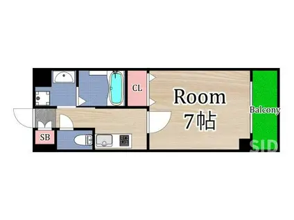 エリジオン伊藤(1K/4階)の間取り写真