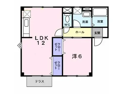 ビバーチェB(1LDK/1階)の間取り写真