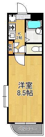 コンドミニアム青山(1K/1階)の間取り写真