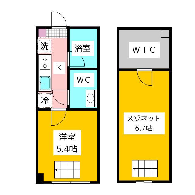 サンフラット田無(2K/1階)の間取り写真
