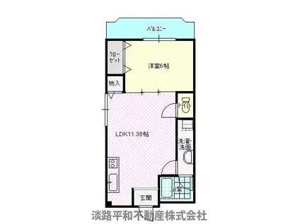 阪神測建ビル(1LDK/3階)の間取り写真