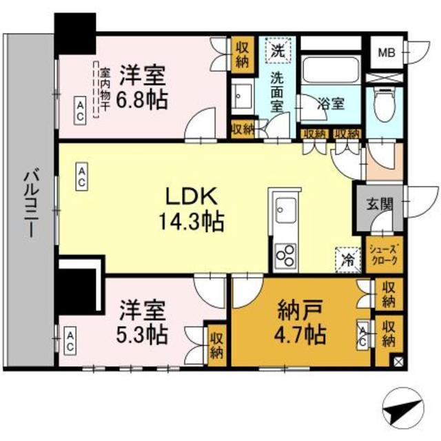 サンジョイアゼロ(2SLDK/6階)の間取り写真