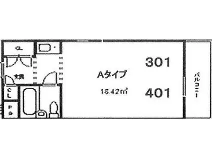 ヴィクトリアコート武庫之荘(ワンルーム/4階)の間取り写真