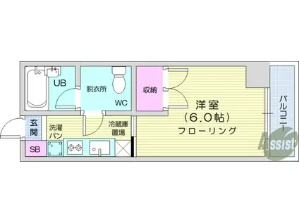 サンパレスシカマ(1K/5階)の間取り写真