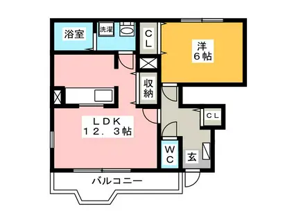 アヴニールエテルネルC(1LDK/1階)の間取り写真