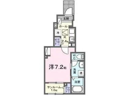 メテオール・ケイ I(1K/1階)の間取り写真
