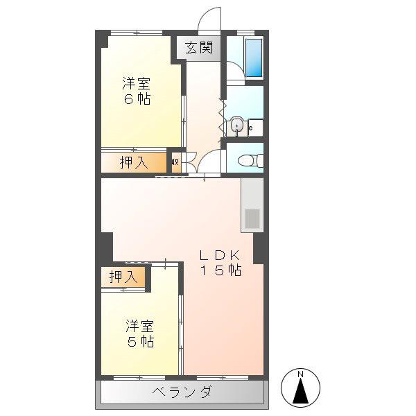 カーサプリメール(2LDK/2階)の間取り写真