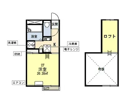 ウーの家(1K/2階)の間取り写真