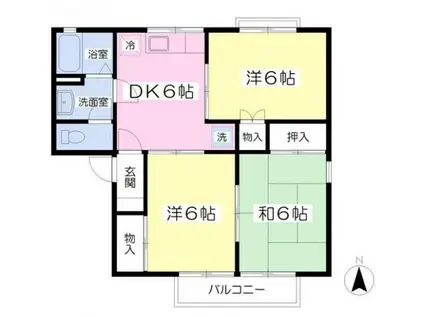 アトリエ参番館(3DK/2階)の間取り写真