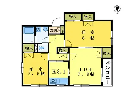 ファミーユメゾン(2LDK/2階)の間取り写真