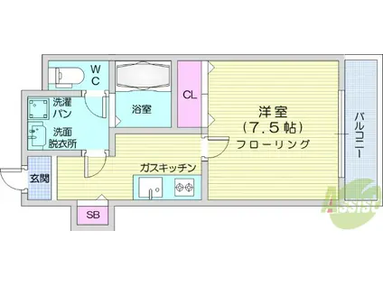 サンヒルズSSKⅡ(1K/2階)の間取り写真