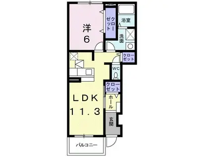 ベル・メイプル(1LDK/1階)の間取り写真