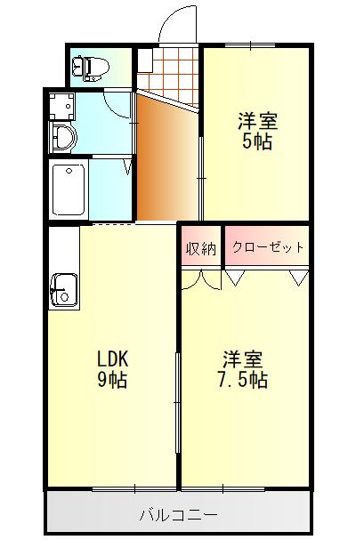 ル・ヴァンII(2LDK/2階)の間取り写真