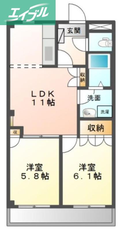 オータムめぐみ(2LDK/2階)の間取り写真