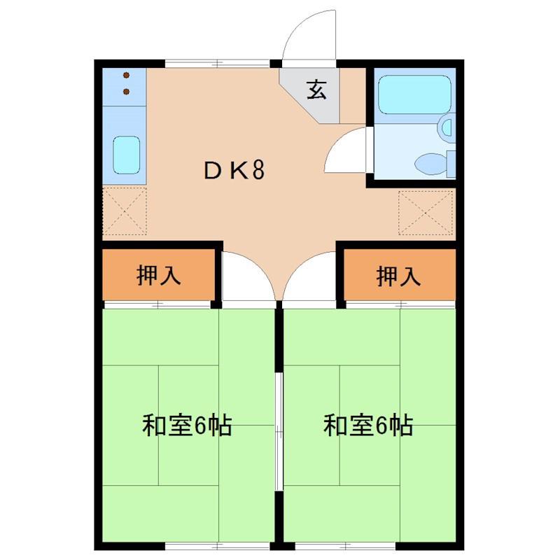 メゾンキヌタ(2DK/1階)の間取り写真