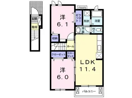 リバーサイド西浜A(2LDK/2階)の間取り写真