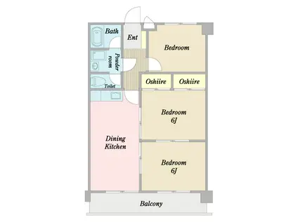 大橋マンション(3DK/2階)の間取り写真