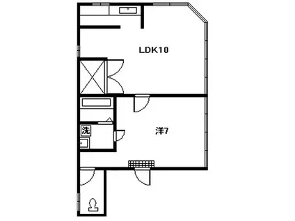 グリーンバードビル(1LDK/2階)の間取り写真