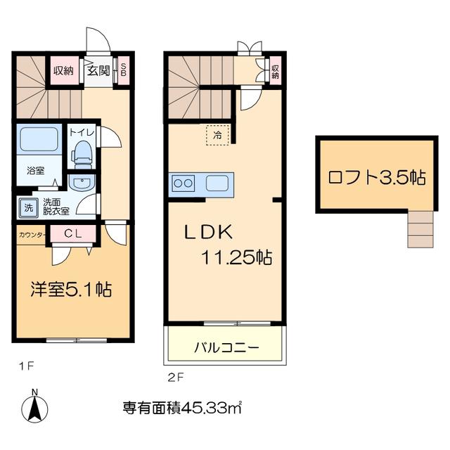 カーサ セレステ(1LDK/1階)の間取り写真