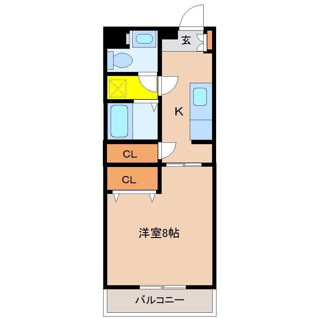 ANマンション(1DK/2階)の間取り写真